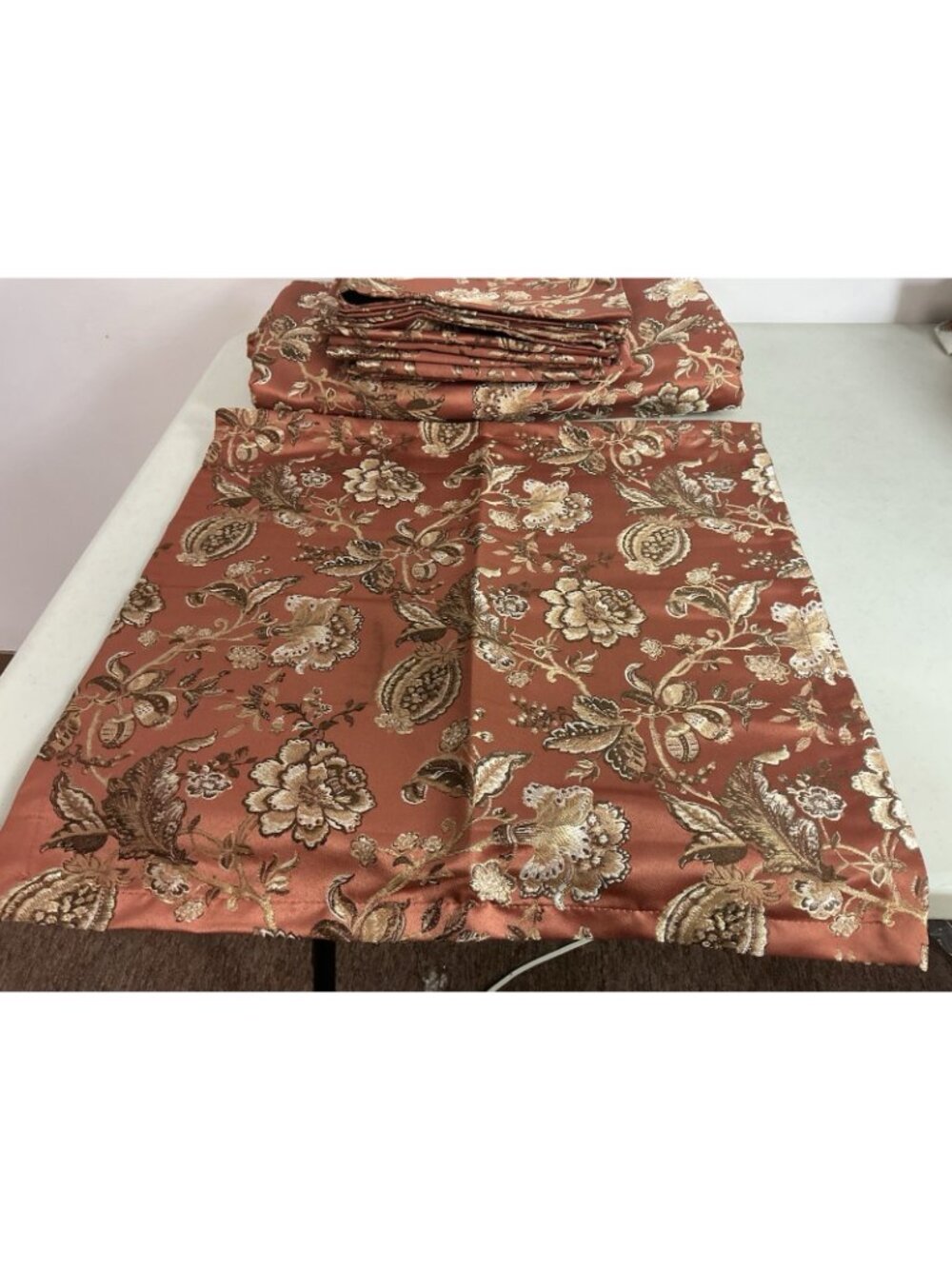 Waterford Baroque Damask Tablecloth Brown Floral Rectangle + 10 Napkins New - Picture 2 of 8